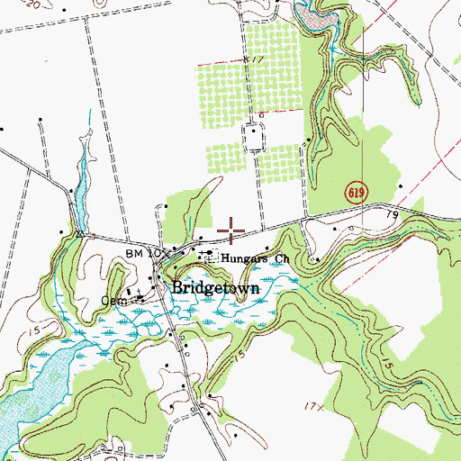 Topographic Map of Hungars Church, VA