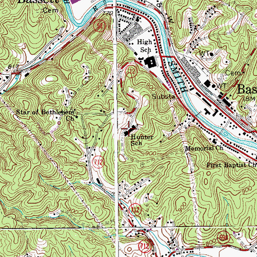 Topographic Map of Hunter School, VA