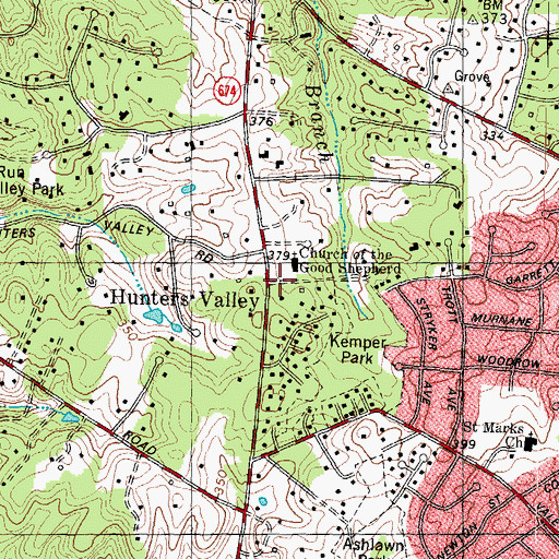 Topographic Map of Hunters Valley, VA