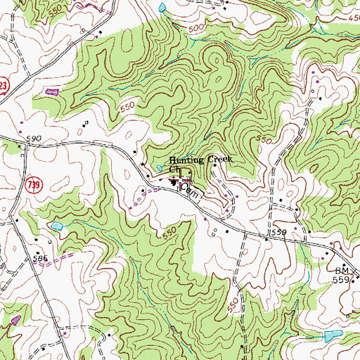 Topographic Map of Hunting Creek Church, VA