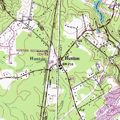 Topographic Map of Hunton, VA