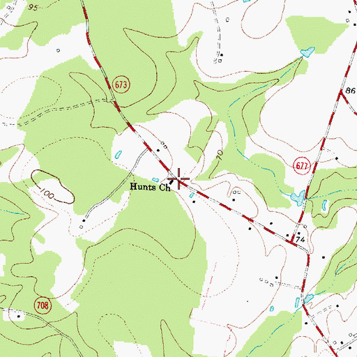 Topographic Map of Hunts Church, VA