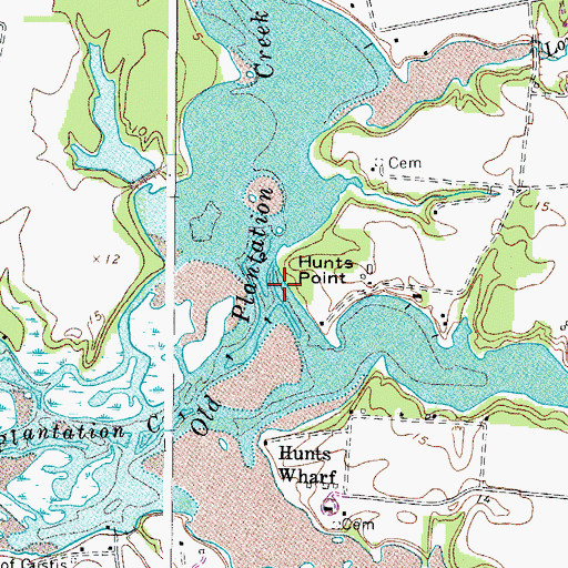Topographic Map of Hunts Point, VA