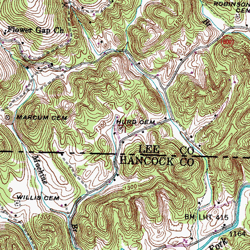 Topographic Map of Hurd Cemetery, VA