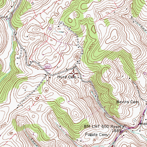 Topographic Map of Hurd Cemetery, VA