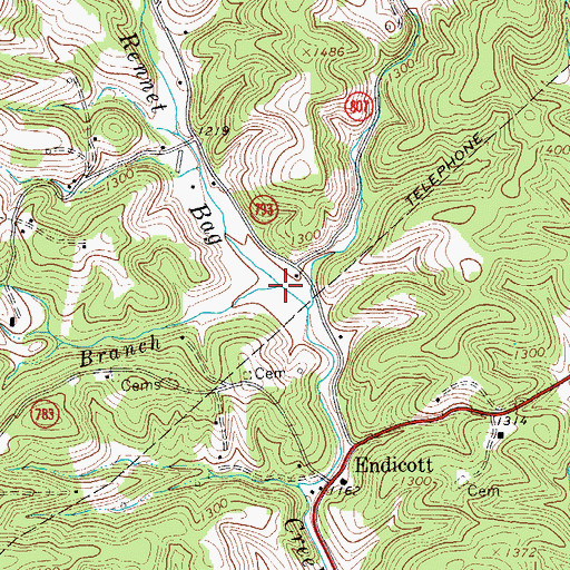 Topographic Map of Hurds Branch, VA