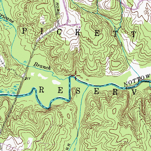Topographic Map of Hurricane Branch, VA