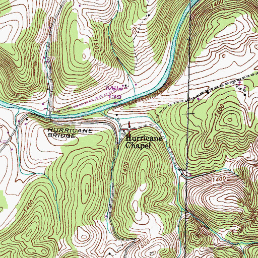 Topographic Map of Hurricane Chapel, VA