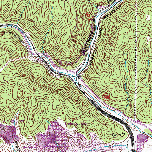 Topographic Map of Hurricane Fork, VA
