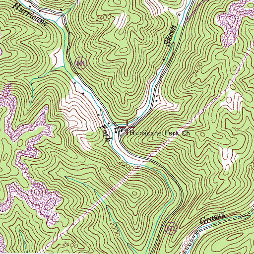 Topographic Map of Hurricane Fork Church, VA