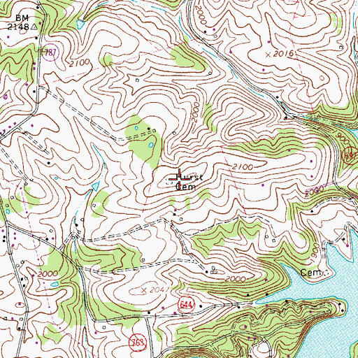 Topographic Map of Hurst Cemetery, VA