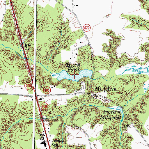 Topographic Map of Hurst Pond, VA