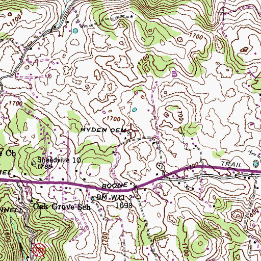 Topographic Map of Hyden Cemetery, VA