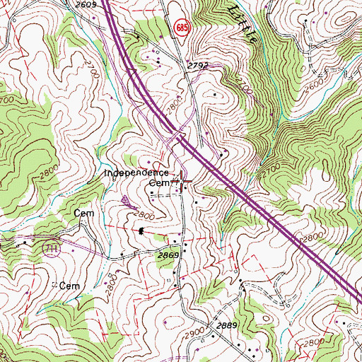 Topographic Map of Independence Cemetery, VA