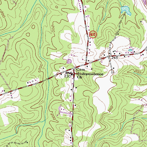 Topographic Map of Independence Church, VA