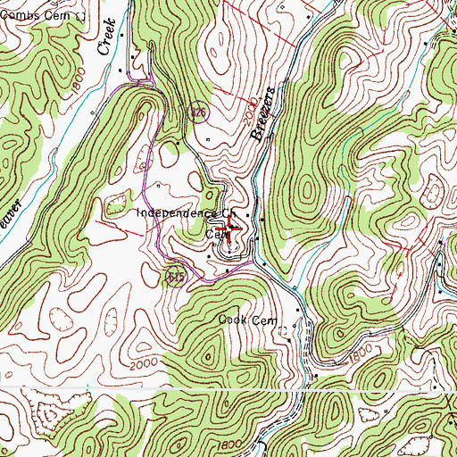 Topographic Map of Independence Church, VA