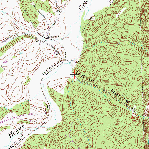 Topographic Map of Indian Hollow, VA