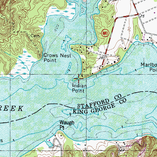 Topographic Map of Indian Point, VA