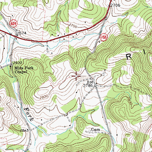 Topographic Map of Indian Ridge, VA