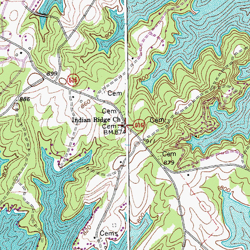 Topographic Map of Indian Ridge Church, VA