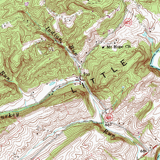 Topographic Map of Indian Run, VA