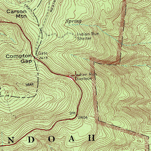 Topographic Map of Indian Run Overlook, VA