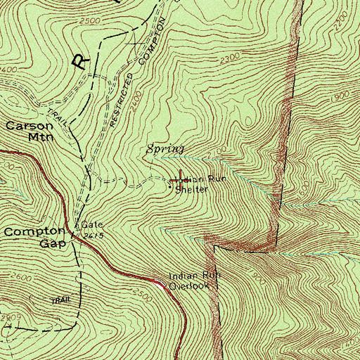 Topographic Map of Indian Run Shelter, VA