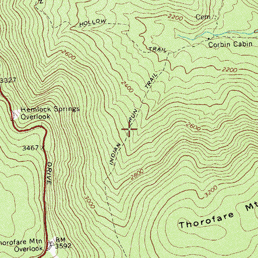 Topographic Map of Indian Run Trail, VA