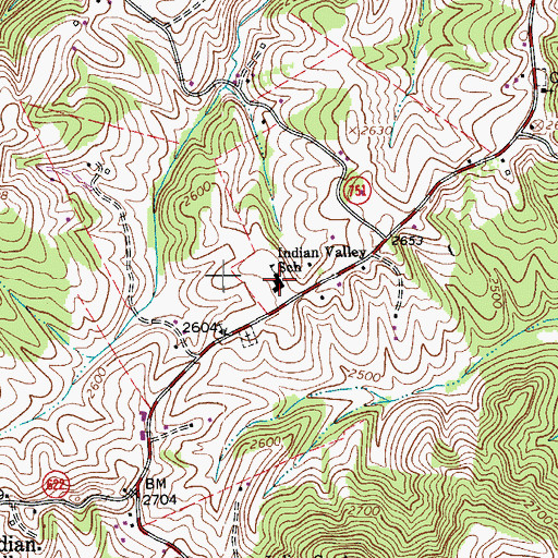 Topographic Map of Indian Valley Elementary School, VA