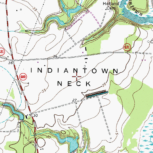 Topographic Map of Indiantown Neck, VA