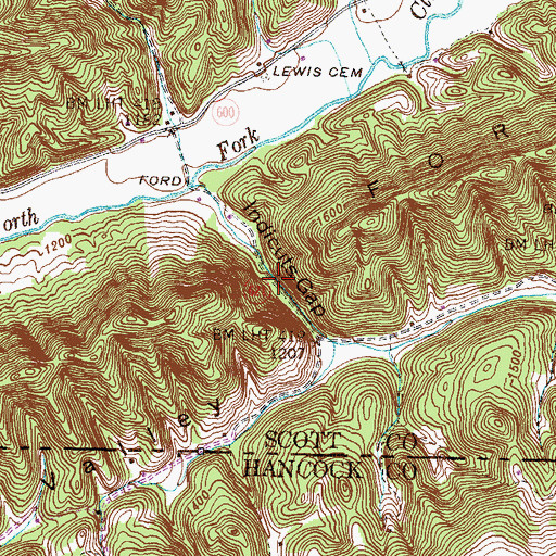 Topographic Map of Indicuts Gap, VA