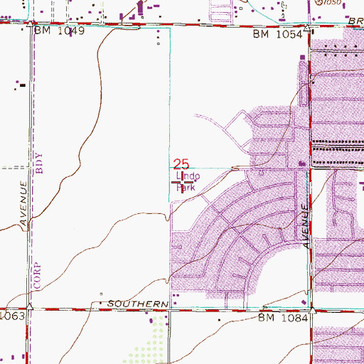 Topographic Map of Lindo Park, AZ