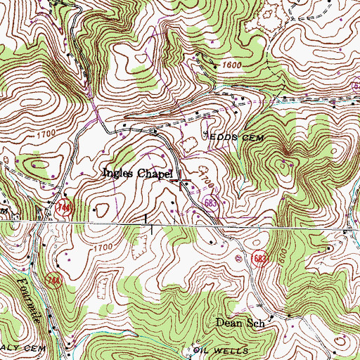 Topographic Map of Ingles Chapel, VA