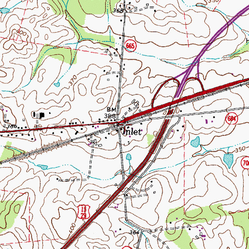 Topographic Map of Inlet, VA