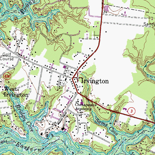 Topographic Map of Irvington, VA