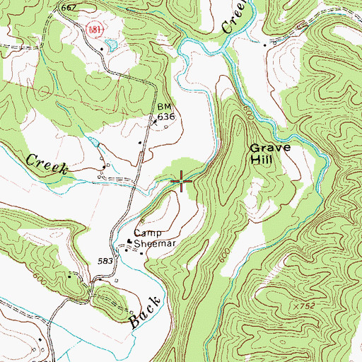 Topographic Map of Isaacs Creek, VA