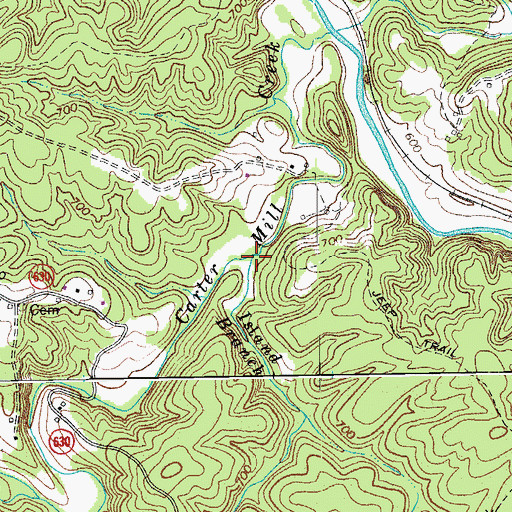 Topographic Map of Island Branch, VA