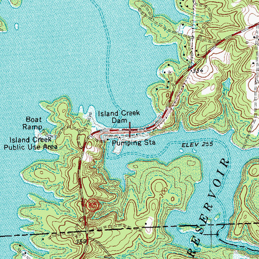 Topographic Map of Island Creek Dam, VA