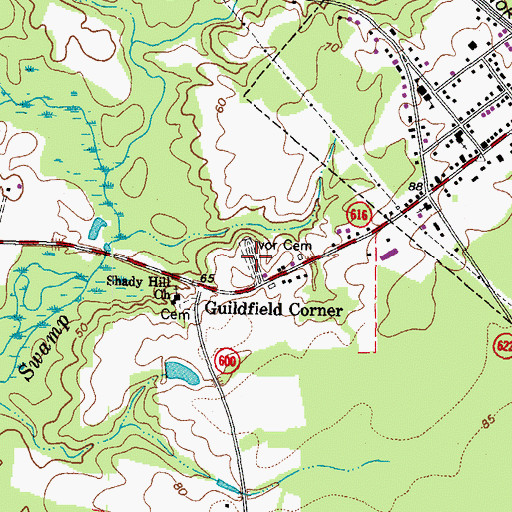 Topographic Map of Ivor Cemetery, VA