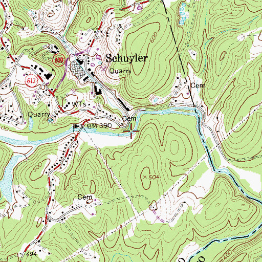 Topographic Map of Ivy Creek, VA
