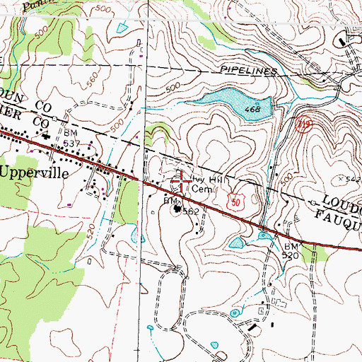 Topographic Map of Ivy Hill Cemetery, VA