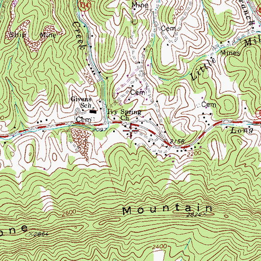 Topographic Map of Ivy Spring Church, VA