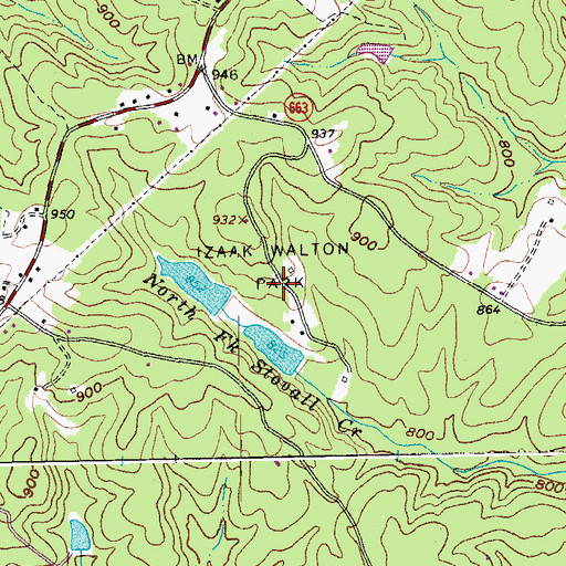 Topographic Map of Izaak Walton Park, VA