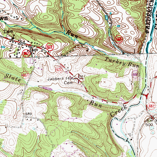 Topographic Map of Jabbers Hill Cemetery, VA