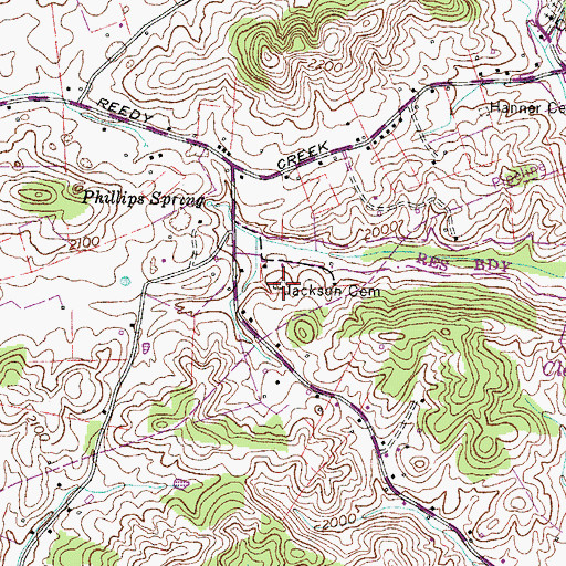 Topographic Map of Jackson Cemetery, VA