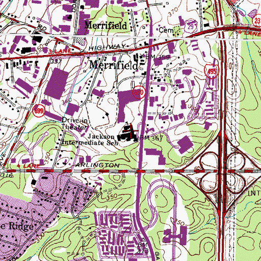 Topographic Map of Jackson Middle School, VA