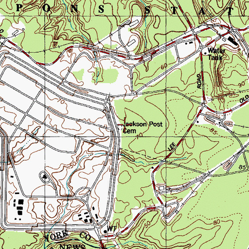Topographic Map of Jackson Post Cemetery, VA