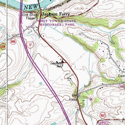 Topographic Map of Jackson Memorial Elementary School, VA