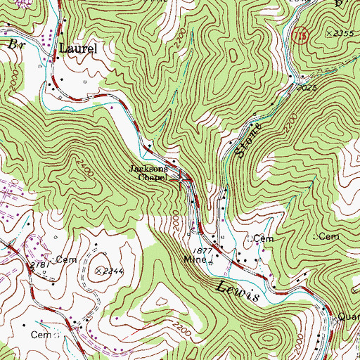Topographic Map of Jacksons Chapel, VA