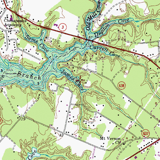 Topographic Map of James Cove, VA